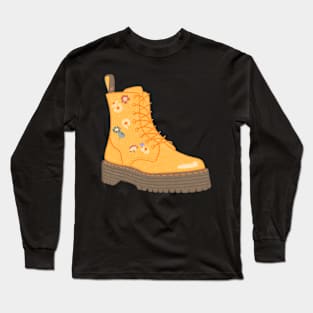 Flowers on Yellow Doc Boot Long Sleeve T-Shirt